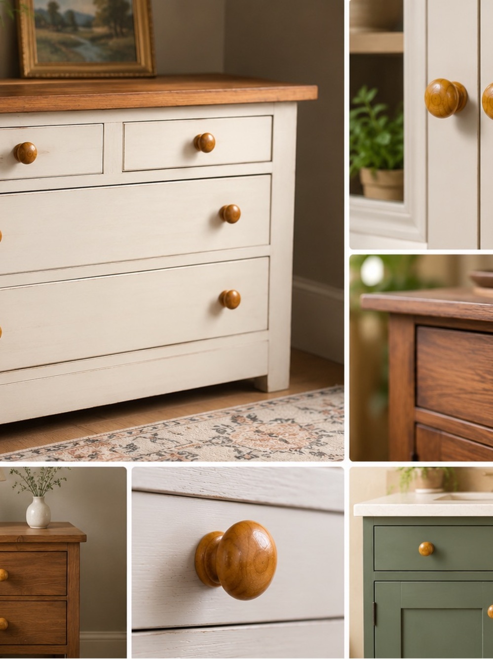 Solid Wood Cabinet Knobs Set of 8 Warm Honey Pine Drawer Pulls - Picture 7 of 8